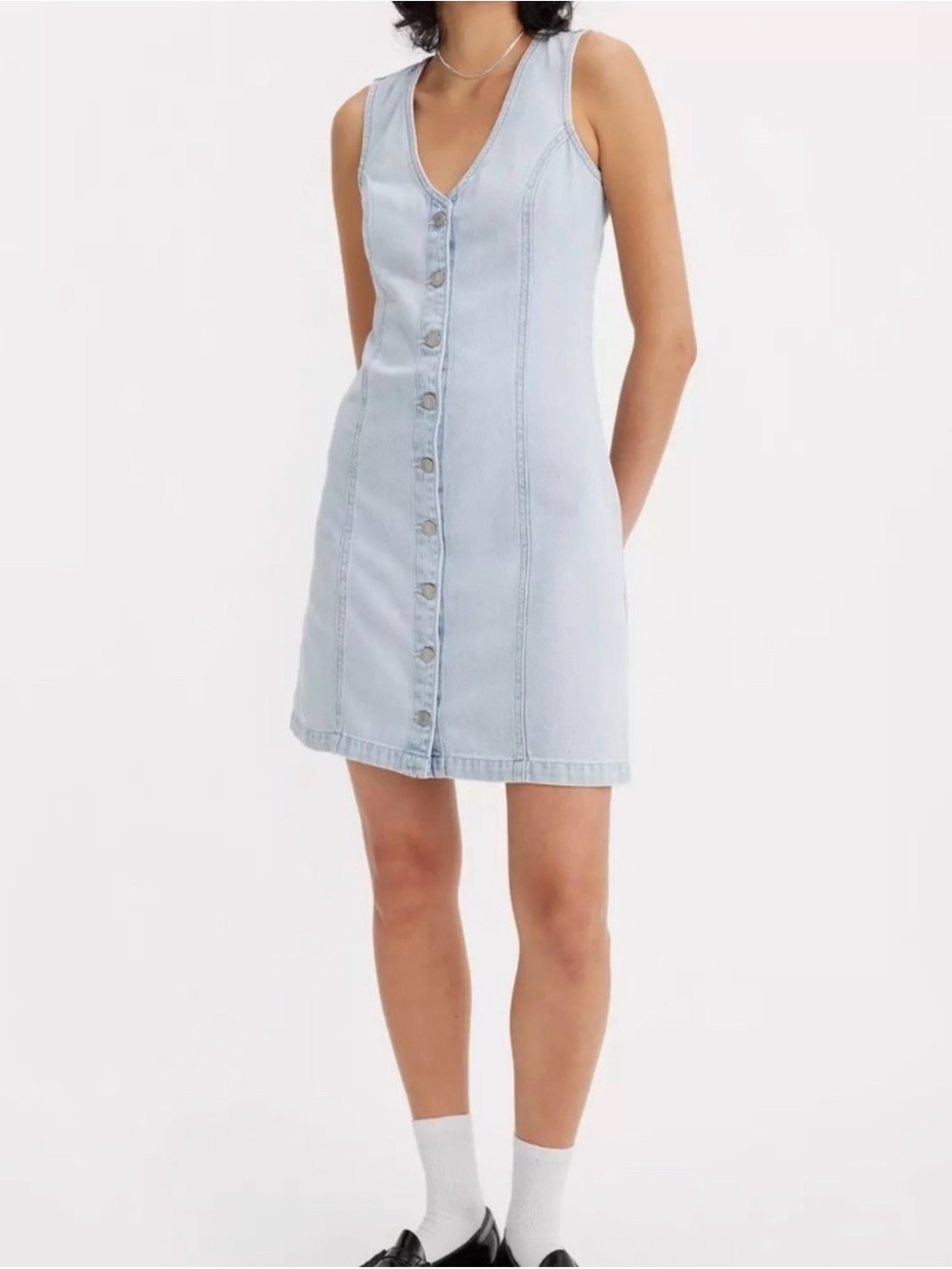 Levi's Light Blue Denim Button-Front Midi Dress